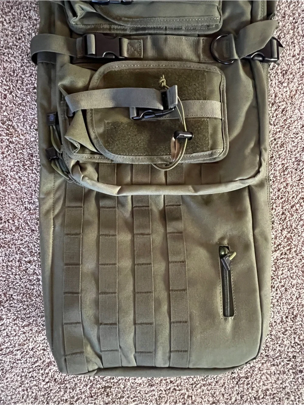 Tactical Olive Green Rifle Case with Pouches with back pack straps MOLLE webbing